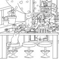 Baker girl on the kitchen coloring page