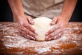 Baker hands making sourdough bread