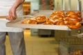 Baker in his bakery Royalty Free Stock Photo