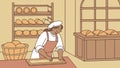 Baker kneading dough for fresh bread in a traditional bakery setting, vector design Generative AI Royalty Free Stock Photo