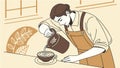 Baker Kneading Dough with Hands for Bread & Pastries, vector design Generative AI Royalty Free Stock Photo