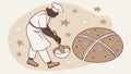 Baker Kneading Dough for a Rustic Loaf of Bread, vector design Generative AI Royalty Free Stock Photo