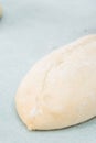 Baker making bread , man hands , kneading a dough , cooking coat.The concept of small bakeries, craft traditional bread Royalty Free Stock Photo