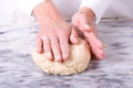 Baker molding pie dough Royalty Free Stock Photo