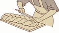 Baker Shaping Dough: Artisanal Bread Making Process, vector design Generative AI Royalty Free Stock Photo