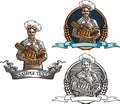 Baker Vector Illustrations in Woodcut Style Royalty Free Stock Photo