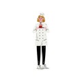 Baker Woman Character in Uniform Holding Plate with Freshly Baked Cupcake Vector Illustration