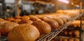 bakeries with some bread on racks