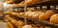 bakeries with some bread on racks