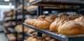 bakeries with some bread on racks