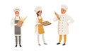 Bakers Characters Set, Cheerful People in Uniform Baking Bread Cartoon Style Vector Illustration