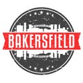 Bakersfield, CA, USA Round Travel Stamp. Icon Skyline City Design. Seal Tourism Vector Badge Illustration.