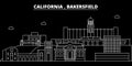 Bakersfield silhouette skyline. USA - Bakersfield vector city, american linear architecture, buildings. Bakersfield