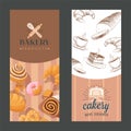 Bakery advertisement vertical banners with bakehouse emblem vector illustration