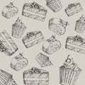 Bakery background. Linear graphic. Bakery collection.  Vector illustration. Royalty Free Stock Photo