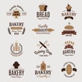 Bakery badge icon fashion modern style wheat vector label design element confectioner sweet-shop loaf and bread logo