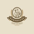 Bakery badge or label retro vector illustration. Royalty Free Stock Photo