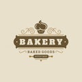 Bakery badge or label retro vector illustration. Royalty Free Stock Photo
