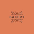Bakery badge or label retro vector illustration. Rolling pins silhouette for bakehouse.