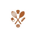 Bakery badge logo symbol with cross stir in the middle and bread elements