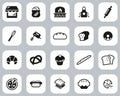 Bakery Or Bakehouse Icons Black & White Flat Design Set Big