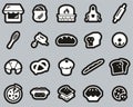 Bakery Or Bakehouse Icons White On Black Sticker Set Big