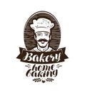 Bakery, bakehouse logo. Home baking label. Vintage vector illustration Royalty Free Stock Photo