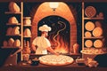 In a bakery, a baker is cooking bread. a bakery idea