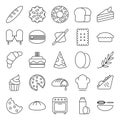 Bakery baker icons set collection with outline art style