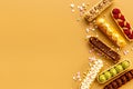 Bakery banner background of eclairs colorful topping