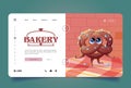 Bakery banner with cute pretzel character
