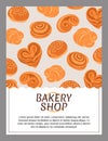 Bakery banner. Sweet pastry. Sesame bun and cinnamon pie. Bread shop. Vertical banner with copy space. Menu cover design