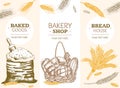 Bakery Banner Vertical Hand Draw Sketch. Vector