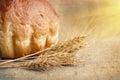 Bakery Bread and Sheaf of Wheat Ears. Still-life Royalty Free Stock Photo