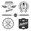 Bakery bread vintage retro badges labels set