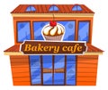 Bakery Cafe Exterior of Shop with Baked Desserts