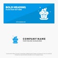 Bakery, Cake, Cup, Dessert SOlid Icon Website Banner and Business Logo Template