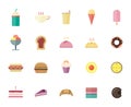 Bakery cake and ice cream flat icon