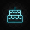 bakery, cake neon icon. Blue and yellow neon vector icon