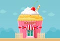 Bakery cake shop store building front vector Royalty Free Stock Photo