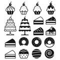 Bakery cakes icons. Vector illustration. Royalty Free Stock Photo