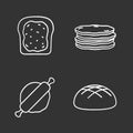 Bakery chalk icons set