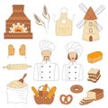 Bakery collection with bakers , doodle style vector illustration