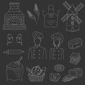 Bakery collection with bakers , doodle style vector illustration