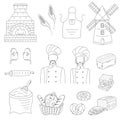 Bakery collection with bakers , doodle style vector illustration