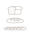 Bakery collection bread doodle outline illustration