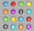 Bakery colored plastic round buttons icon set