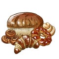 Bakery composition, full color Royalty Free Stock Photo