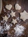 Bakery Cookie dough with cutting mold on kitchen table.