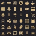 Bakery cooking icons set, simple style